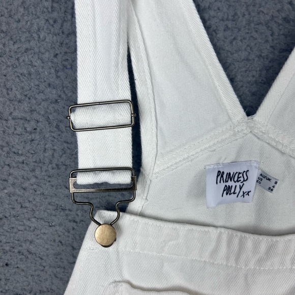 Princess Polly Overalls Shortalls Bibs White Shorts Adjustable Summer Size 4 - Picture 6 of 9